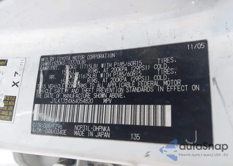 2006 Scion Xb z USA, uszkodzony, nr VIN JTLKT324X64054820